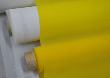 सफेद / पीला कस्टम स्क्रीन प्रिंटिंग पॉलिएस्टर फैब्रिक 55 थ्रेड कोई सतह उपचार
