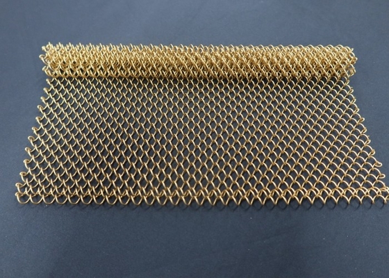 सोने का कांस्य रंग सजावटी धातु जाल पर्दे की कुंडली Drapery पैनल दीवार