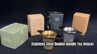 स्टेनलेस स्टील डबल-हैंडल टी इन्फ्यूज़र फ़िल्टर लीफ स्ट्रेनर