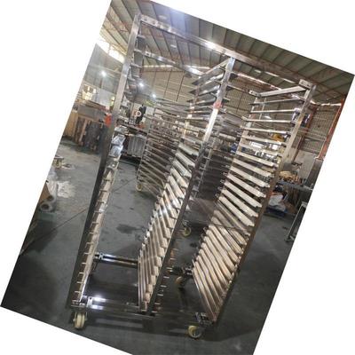 लोड-असर क्षमता अनुकूलित 304 स्टेनलेस स्टील ट्रे रैक ट्रॉली सुखाने वाले कमरे के लिए ट्रॉली