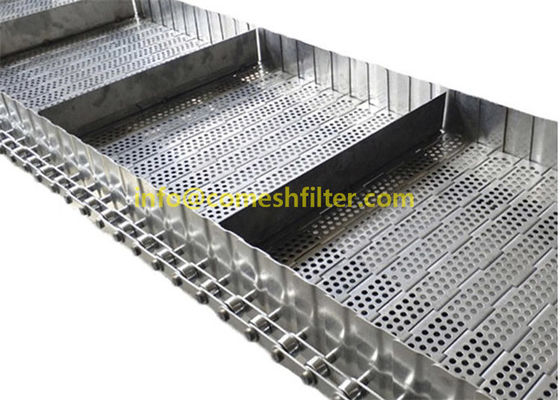 लिफ्ट के लिए स्टेनलेस स्टील 314 304 वायर मेष चेन लिंक छिद्रित फ्लैट प्लेट स्लेट कूलिंग कन्वेयर बेल्ट